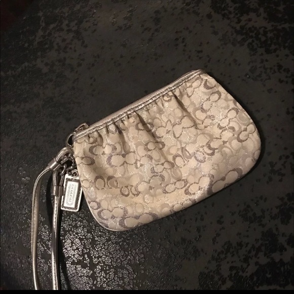 Coach Handbags - Signature Coach Silver Wristlet